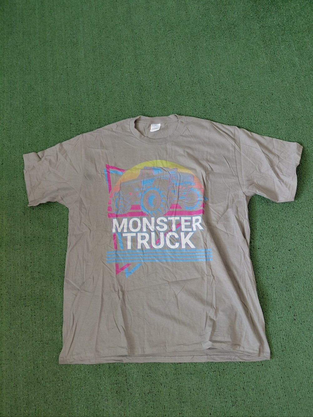 Retro Style Monster Truck Gray T Shirt Sz XL
